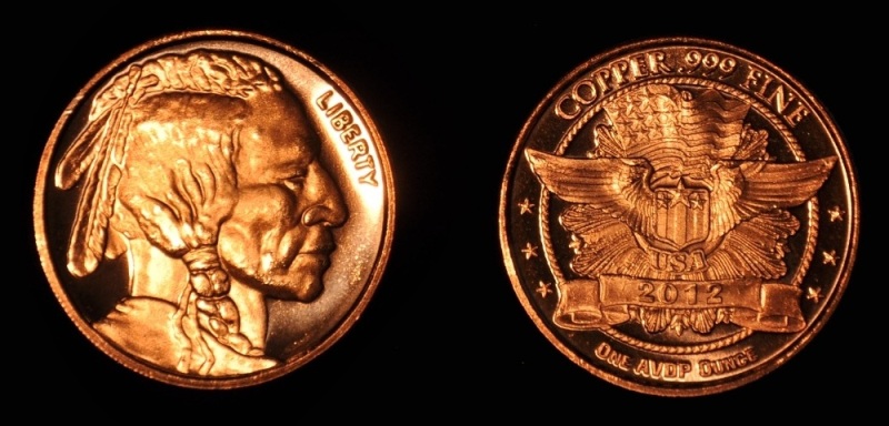 2012 Indian Head Nickel Design in PURE COPPER