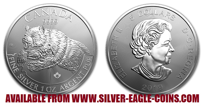 2019 Canada Silver Grizzly Bear