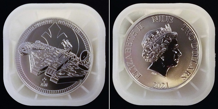 star wars millennium falcon silver coin