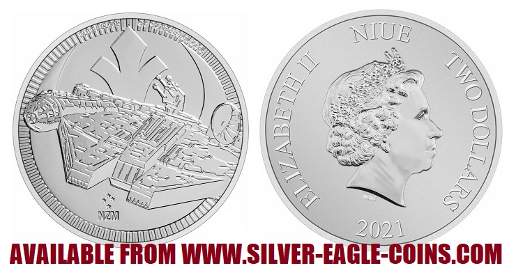 star wars millennium falcon silver coin